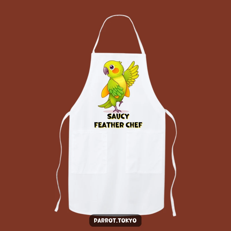 Funny Green Parrot Dancing Kimono Apron - Chef's Hilarious Kitchen Companion