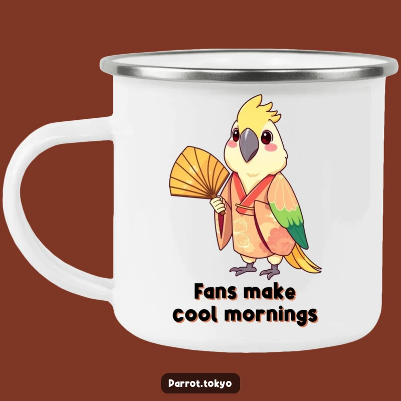 Funny Festive Parrot Kimono Camping Mug - Outdoor Bird Adventure