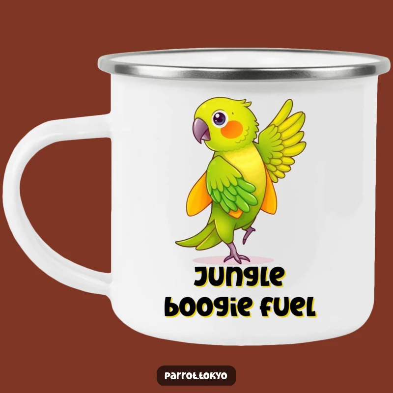 Funny Green Parrot Dancing Kimono Camping Mug - Outdoor Hilarious Adventure