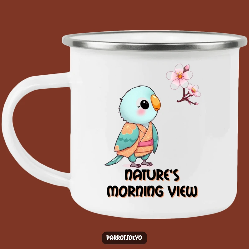 Funny Small Parrot Kimono Camping Mug - Outdoor Wonder & Hilarious Sips