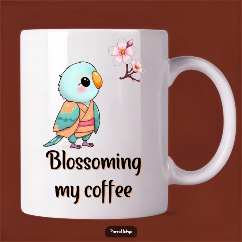 Funny Small Parrot Kimono Blossom Mug - Curious & Hilarious Gift