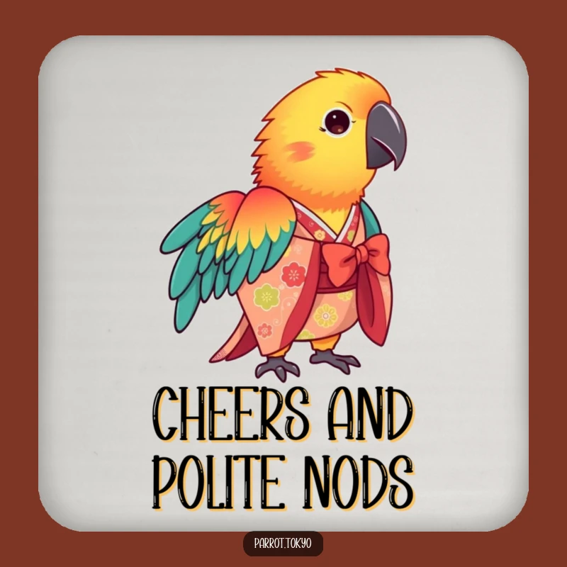 Funny Parrot Kimono Coaster: Sip with Vibrant Grace