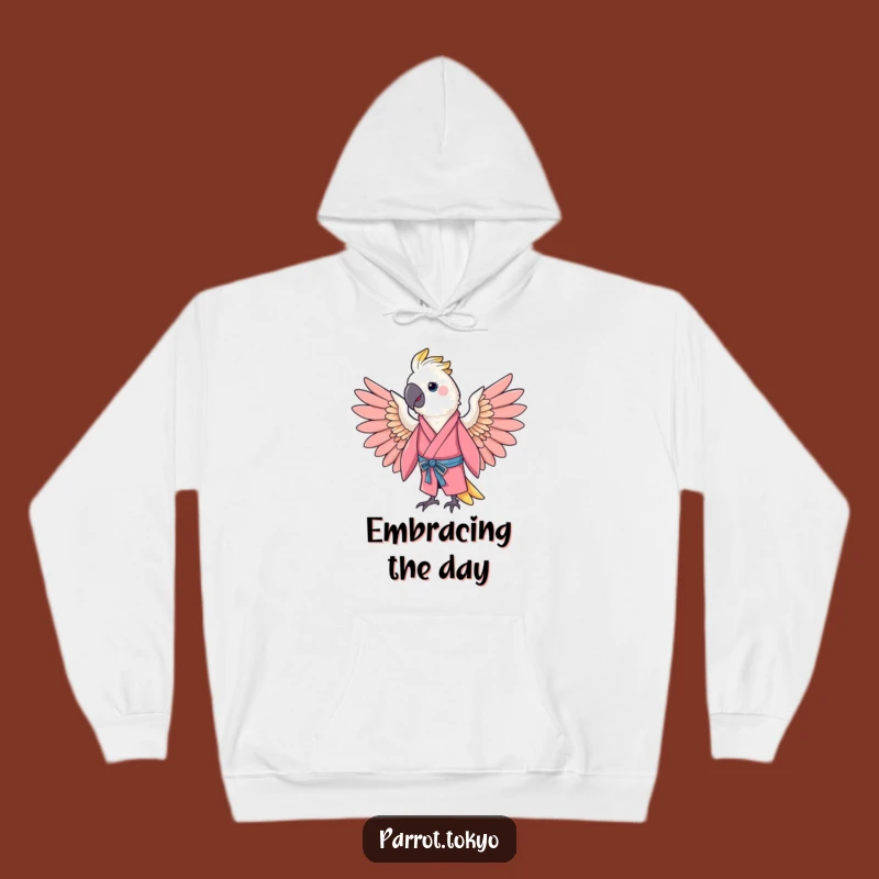 Cozy Funny Cheerful Parrot Pink Kimono Hoodie - Warm & Hilarious Comfort