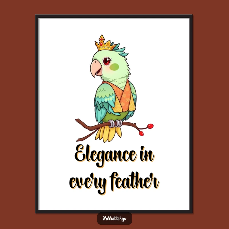 Free Printable Wall Art: Regal Parrot Kimono - Funny Downloadable Decor for Elegant Spaces