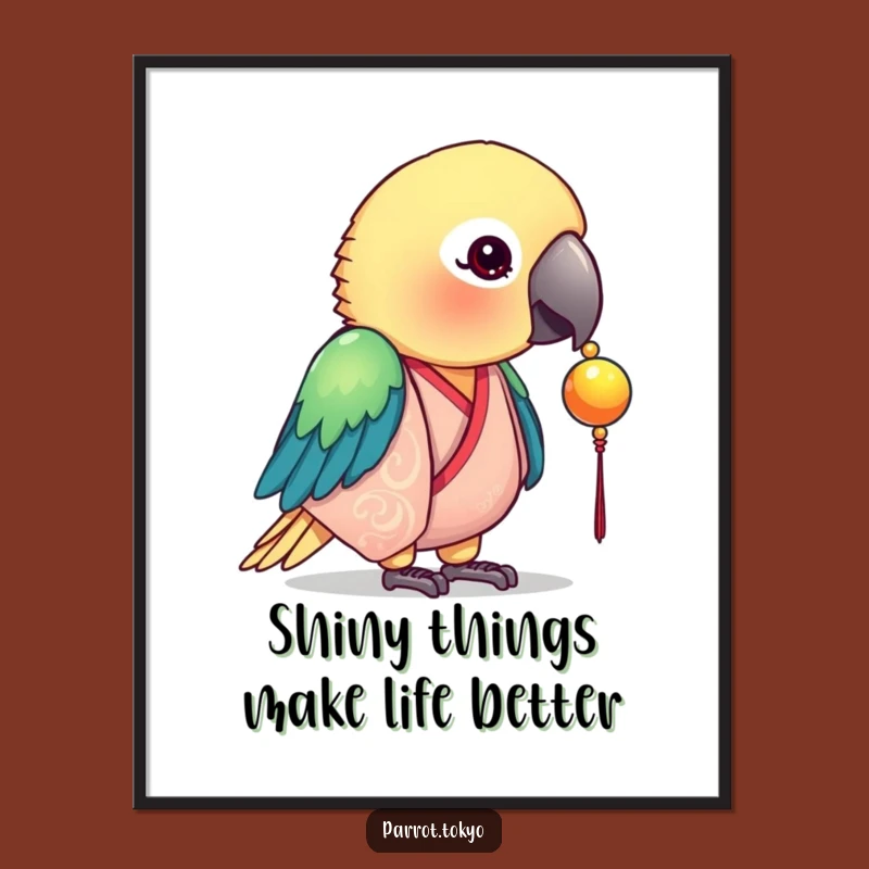 Free Printable Wall Art: Parrot Silk Kimono Bead - Funny Downloadable Decor for Curious Minds