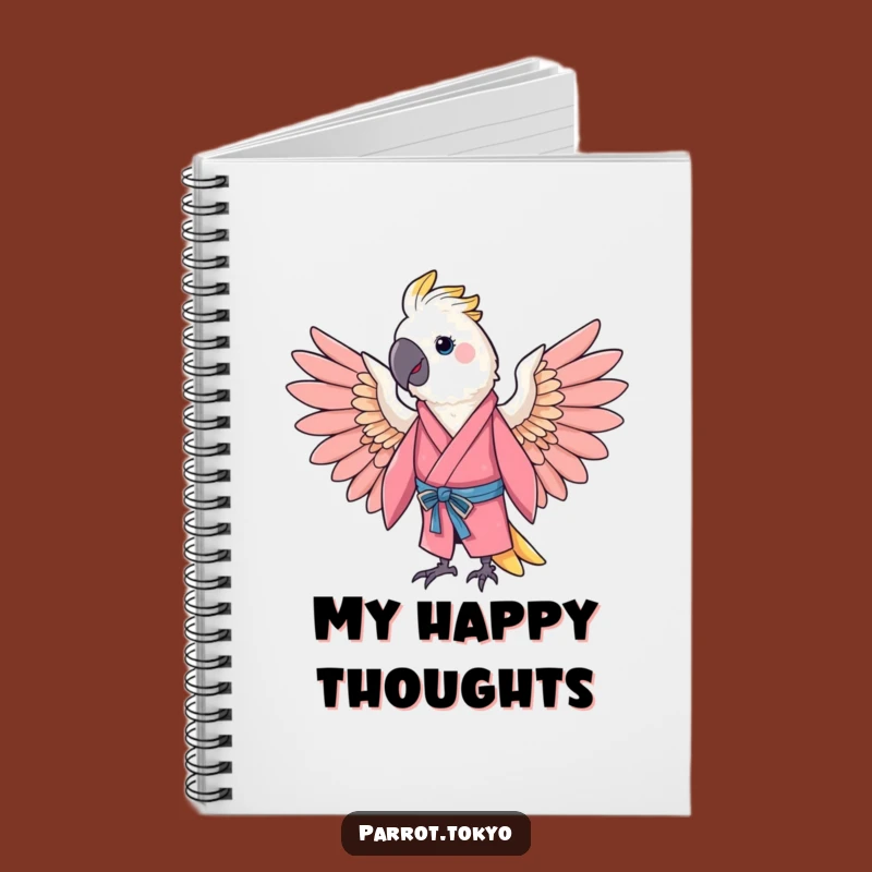 Funny Cheerful Parrot Pink Kimono Notebook - Jot Down Happy Thoughts Hilariously